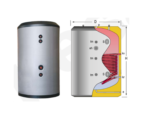 Termoacumulador de Inércia com 2 Serpentinas